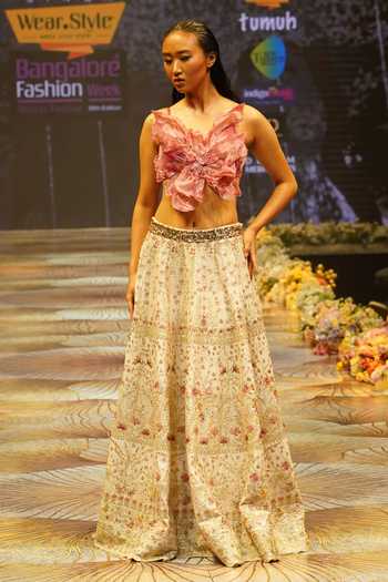 Rahul Singh Hand Embroidered Lehenga With Appliqued Blouse 