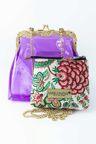 Banafsa Vinyl Clutch With Pouch 