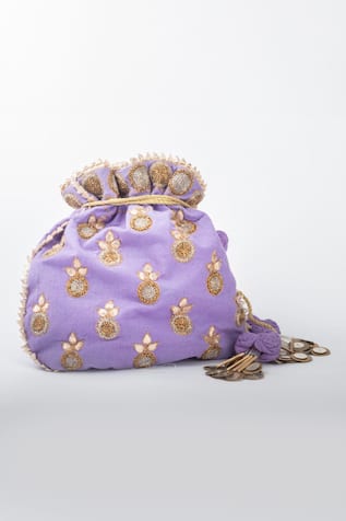 Adah Gota & Lace Bud Bloom Embroidered Potli Bag 