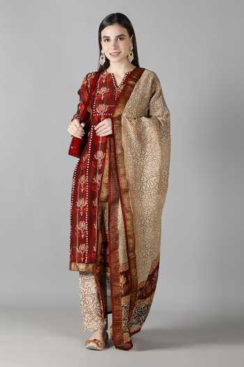 Sheeshakari Mirror & Tikki Work Kurta Pant Set 