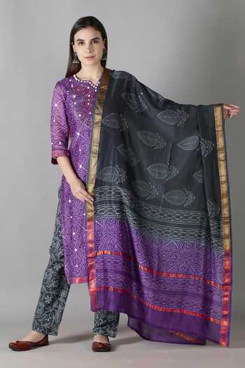 Sheeshakari Mirror & Bead Embroidered Kurta Pant Set 