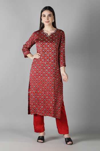 Sheeshakari Mirror & Zari Embroidered Kurta Pant Set 