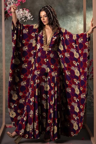 Mehak Murpana Floral Print Kaftan Jumpsuit 