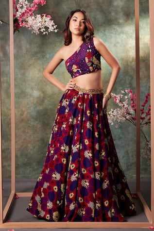 Mehak Murpana Floral Print Top & Lehenga Set 