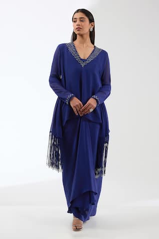 Anjali Kanwar Sequin Neckline Embroidered Tunic Set 