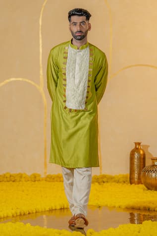 Runit Gupta Cutpipe Embroidered Kurta & Pant Set 