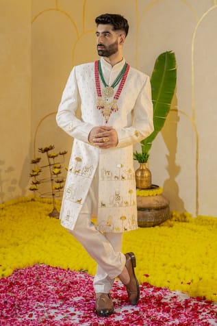 Runit Gupta Embroidered Sherwani Pant Set 