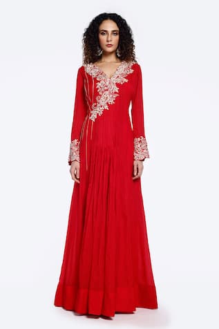 Onaya Floral Paisley Embroidered Anarkali With Dupatta 