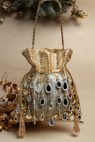 Nayaab By Sonia Aaina Aynali Mirror Embroidered Potli Bag 
