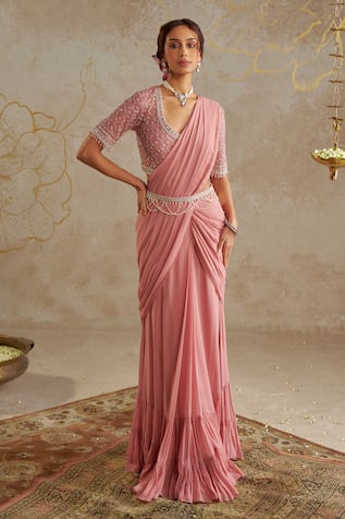 Chhavvi Aggarwal Pre-Draped Saree With Embroidered Blouse Set 