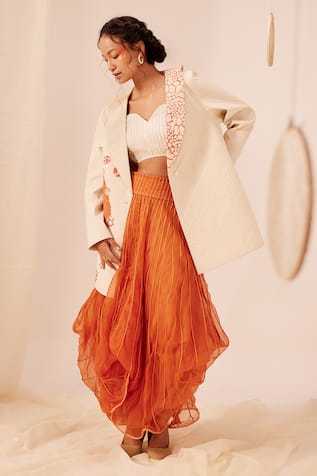 Orange organza skirt best sale