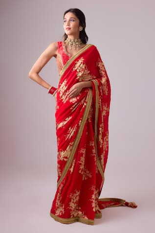 Nikasha Foil Printed Saree With Blouse 