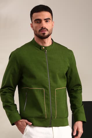 Mayank Modi - Men Piping Detailed Bomber Jacket 