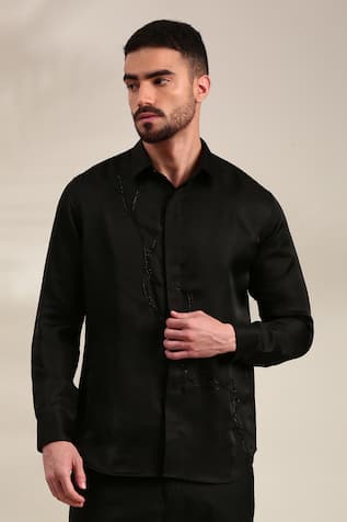 Mayank Modi - Men Bead Embroidered Front Shirt 