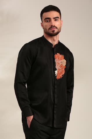 Mayank Modi - Men Floral Embroidered Front Shirt 