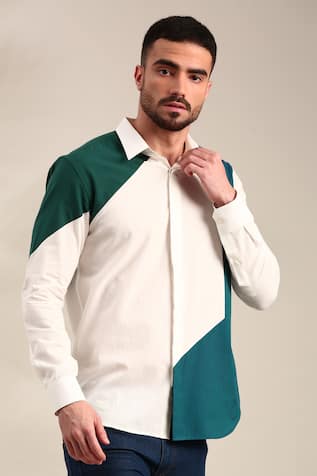 Mayank Modi - Men Geometric Pattern Detailed Shirt 