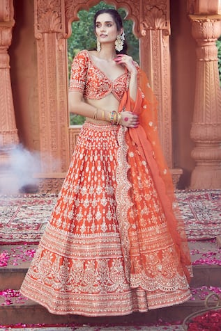 Azeera Floral Zardozi Embroidered Bridal Lehenga Set 