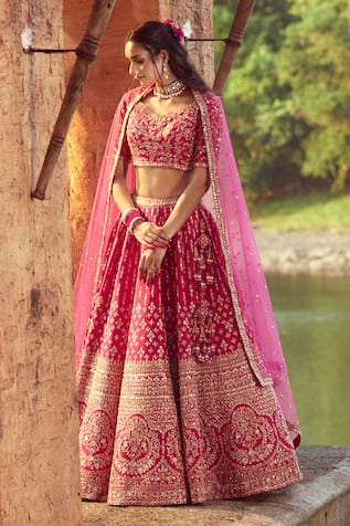 Azeera Floral Embroidered Bridal Lehenga Set 