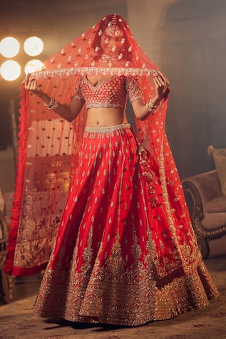 Azeera Zeenath Floral Embroidered Bridal Lehenga Set 