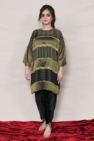 Jyoti Bansal Stripe Woven Tunic & Tulip Pant Set 