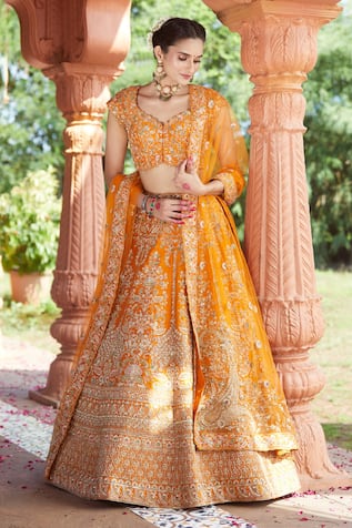 Azeera Zardozi Floral Embroidered Bridal Lehenga Set 