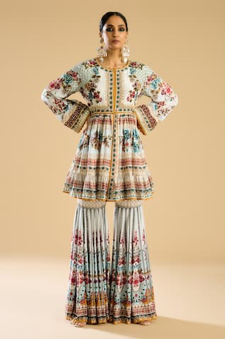 Rajdeep Ranawat Boho Flora Print Embellished Tunic 