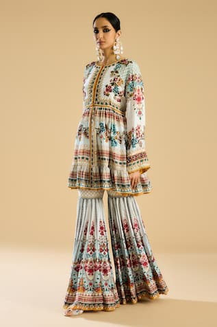Rajdeep Ranawat Embellished Boho Flora Print Sharara 