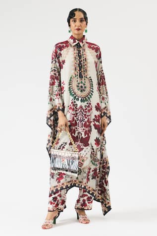 Rajdeep Ranawat Sharifa Floral Print Boxy Shirt Kaftan 