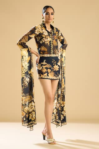 Rajdeep Ranawat Nadia Printed Short Skirt 