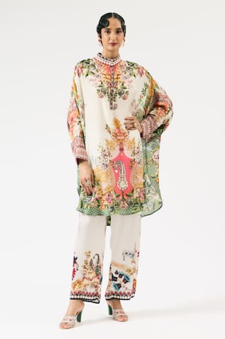 Rajdeep Ranawat Mabel Geometric Floral Print Shirt Tunic With Pant 