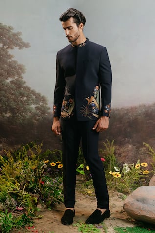 Yajy By Aditya Jain Mriga Forest Embroidered Bandhgala & Pant Set 