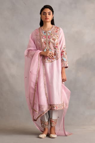 Petticoat Lane by Divya Paisley Floral Embroidered Patchwork Kurta Pant Set 