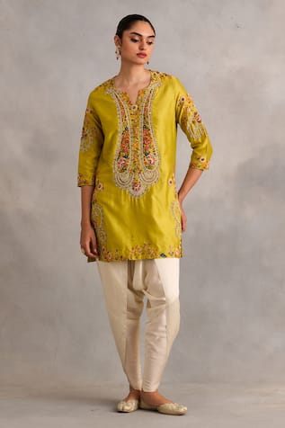 Petticoat Lane by Divya Paisley Floral Embroidered Kurti With Tulip Pant 