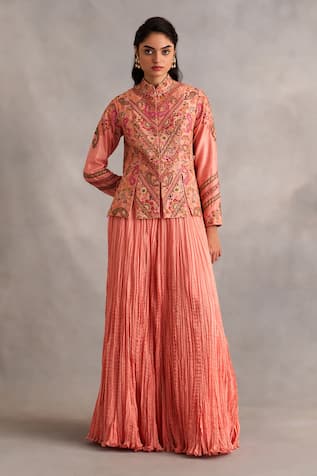 Petticoat Lane by Divya Paisley Embroidered Jacket With Skirt 