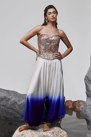 Tisha Saksena Eliya Ombre Harem Pant With Embellished Corset 