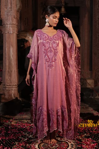 Farha Syed Floral Hand Embroidered Kaftan 