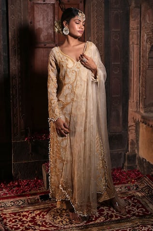 Farha Syed Flower Hand Embroidered Kaftan 