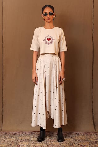 MATI Cotton Heart Embroidered Harem Pant 