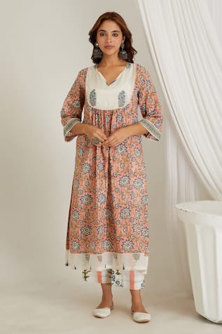 Makaan.51 Floral Hand Block Print Kurta 