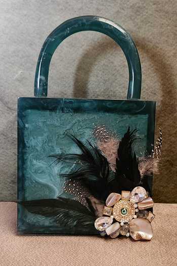 Adwita Bags & Jewels Evil Eye Brooch Embellished Bag 
