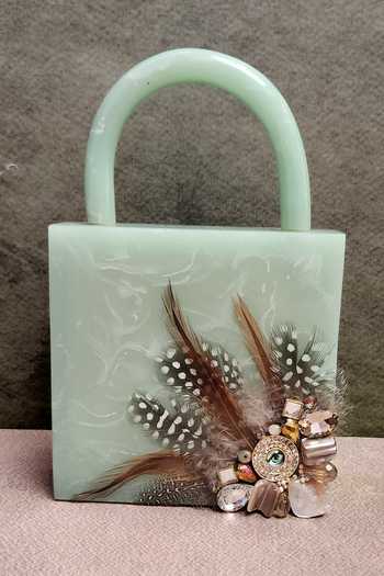 Adwita Bags & Jewels Evil Eye Brooch Embellished Resin Bag 