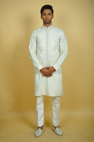 Floral Thread Embroidered Bundi Set 