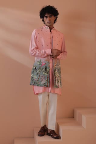 Botanical Embroidered Long Bundi Set 