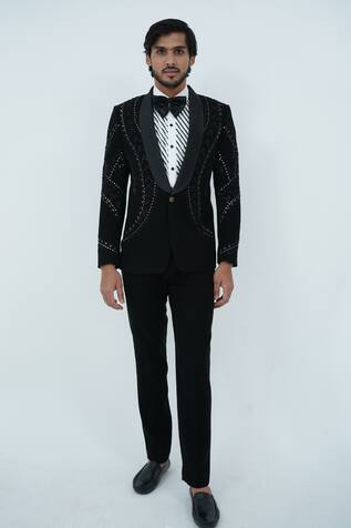 Sequin & Beads Embroidered Tuxedo Set 