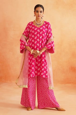Palak & Mehak Gauri Floral Print Kurta Flared Pant Set 