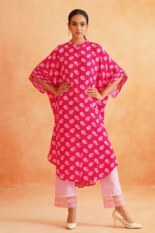 Maya Floral Print Cape Tunic & Pant Set 