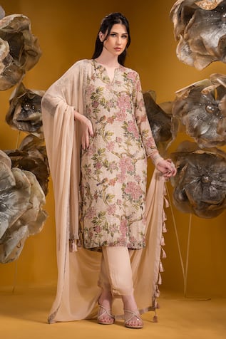 SONIA BADERIA Flower Print Kurta Set 