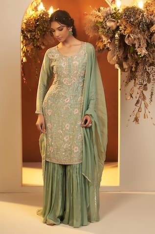 BAIDEHI Cutdana Embroidered Kurta Sharara Set 