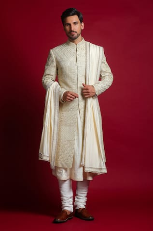 Char Chaand Gota Embroidered Sherwani Set 