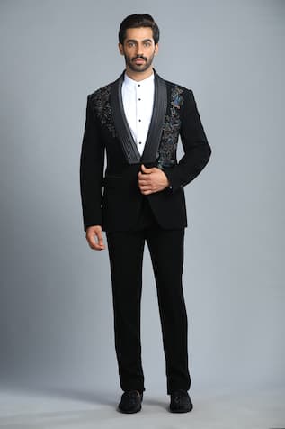 Char Chaand Bead Placket Embroidered Tuxedo Set 